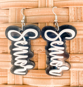 SENIOR SCRIPT EARRINGS