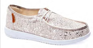 Kayak Beige Glitter Slip ons