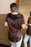 Leopard Short Sleeve With Chain Fringe Shirt
