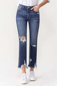 High Rise Crop Straight Leg Jeans