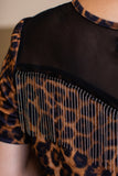 Leopard Short Sleeve With Chain Fringe Shirt