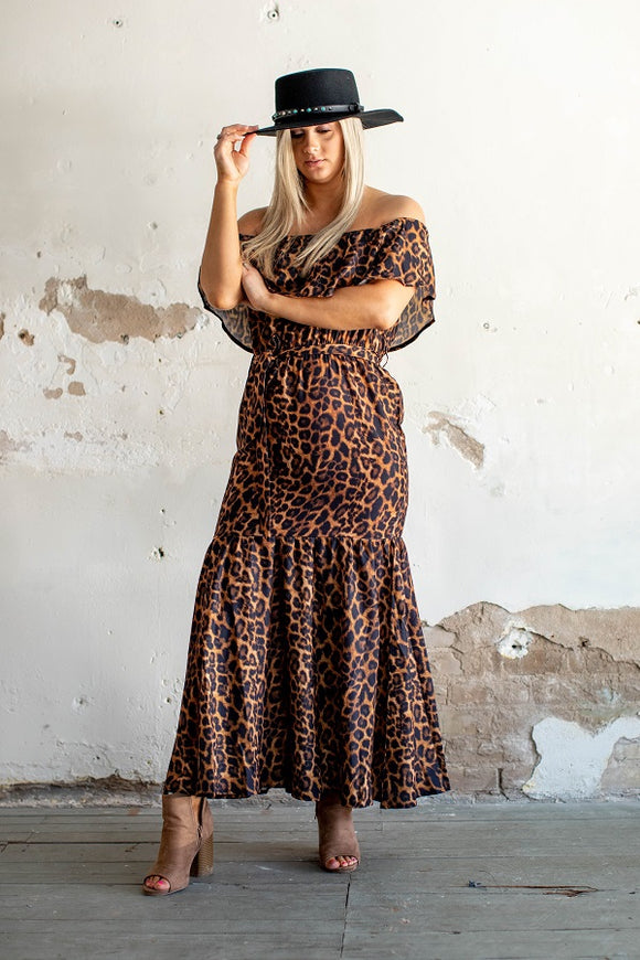 Amber Leopard Off Shoulder Dress