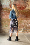 Black Star Faux Leather Skirt