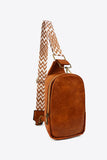 Adjustable Strap Faux Leather Sling Bag