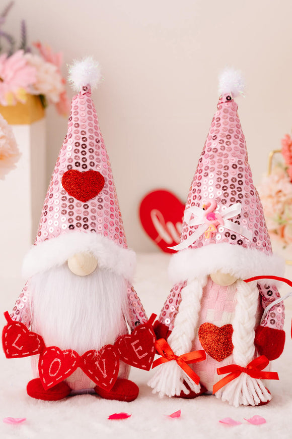 Valentine's Day Sequined Heart Pointed Hat Faceless Gnome