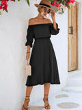 Frilled Off-Shoulder Sleeve Dress