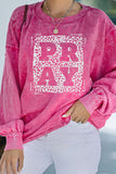 Rose Mineral Wash PRAY Leopard Sweatshirt