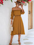 Frilled Off-Shoulder Sleeve Dress