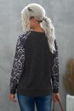 Leopard Patch Ribbed Loose Blouse