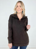 Long-Sleeve Waffle Knit 3/4 Zip