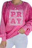 Rose Mineral Wash PRAY Leopard Sweatshirt
