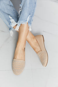 Rhinestone Flats in Beige