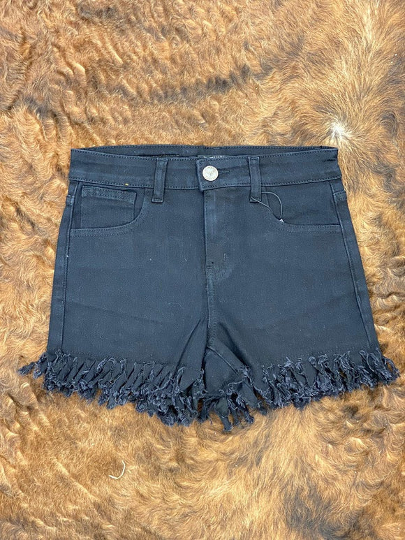 Mid Rise Frayed Hem Shorts