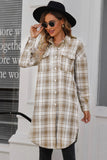 Plaid Button-Up Longline Shacket with Breast Pockets