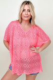 Cotton Bleu Lace V Neck Drop Shoulder Oversize Top