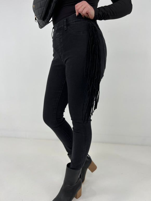 Judy Blue High Rise Side Fringe Skinny Jegging