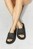 Around Me Open Toe Slide in Black