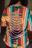 CACTUS SERAPE SHREDDED BACK TOP