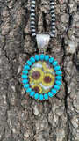 CONCHO SUNFLOWER TURQUOISE LARGE BEAD NECKLACE