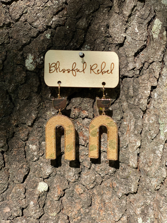 U- shaped Gold Cowhide Earring