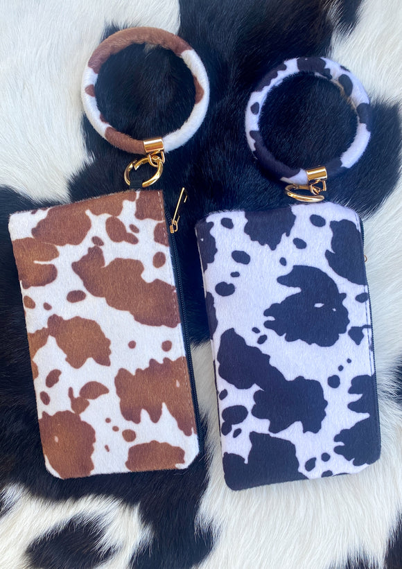 Cow Print Wristlet