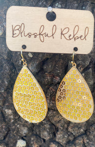 Gold Sequin Teardrop Earrings