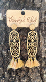 Wooden Elongated Tassel Earrings