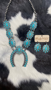 Turquoise Concho Necklace set