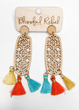 Wooden Elongated Tassel Earrings