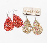 Teardrop Glitter Leather Earrings