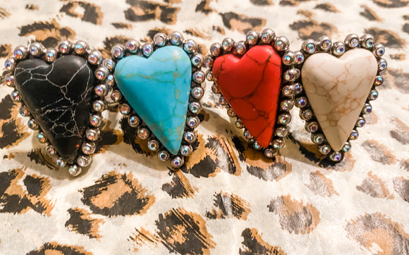 Heart stone bling ring