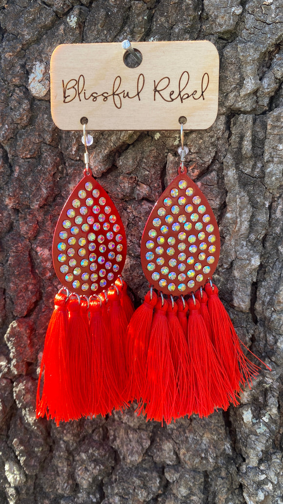 Teardrop Bling Fringe Earrings