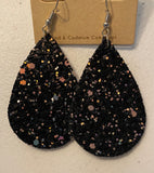 Teardrop Glitter Leather Earrings