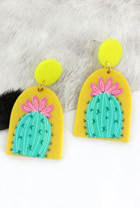 Flowering Cactus Yellow Earrings