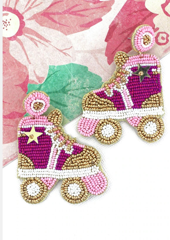 Roller Skate Bead Seed Earrings