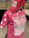 Mama Heart Sleeve Bleached Graphic T-shirt