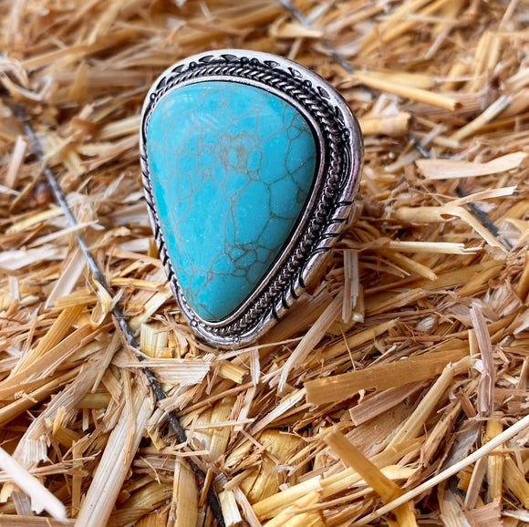 Turquoise Chunk Adjustable Ring