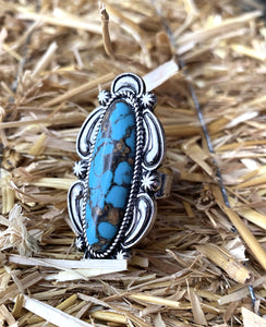 Marble Turquoise Oblong Adustable Ring