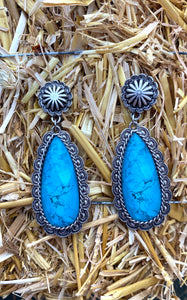 Elegance Drop Turquoise Gem Earrings