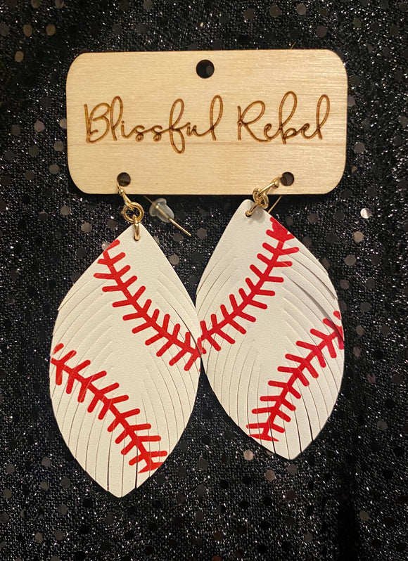 Leather Baseball Earrings