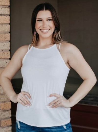 Double Strap White Tank