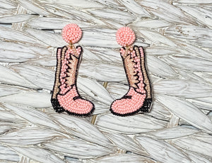 Pink Boot Scootin' Bead Earrings