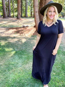 Short Sleeve Pocket Maxi Dress