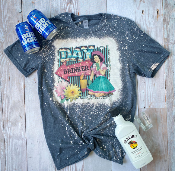 Day Drinker Graphic Bleached T-Shirt