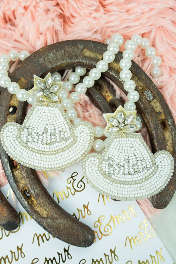 Bride Seed Cowboy Hat Earrings