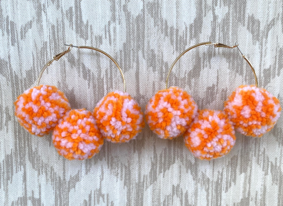 Hoop Triple Pom Pom Orange