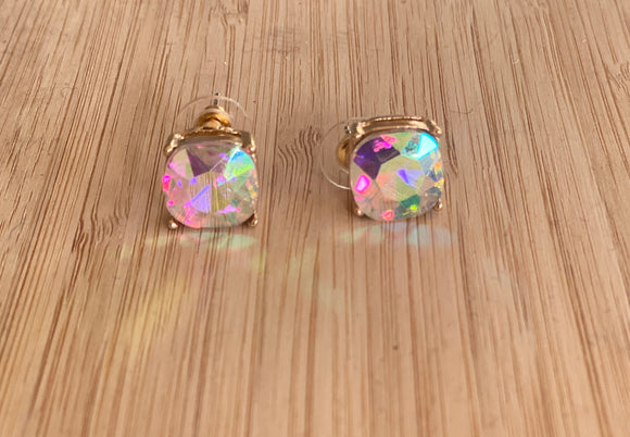 Iridescent Bling Stud Earrings