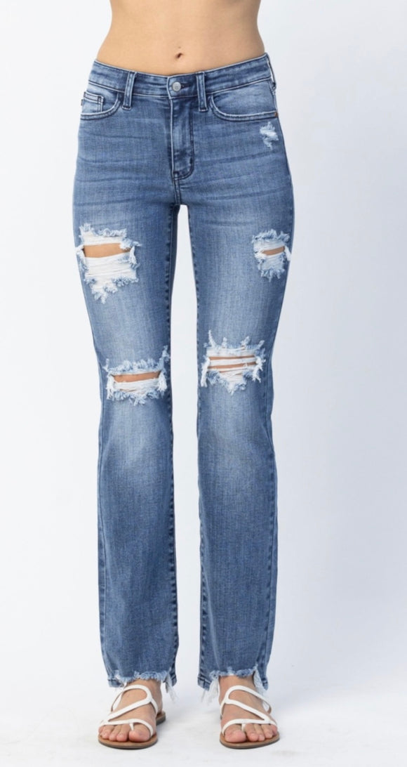 Judy Blue Destroyed Mid Rise Jeans