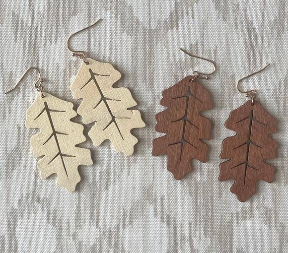 Wooden Leaf Earrings