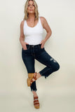 Judy Blue Mid-Rise With Destroy Hem Crop Straight Jeans